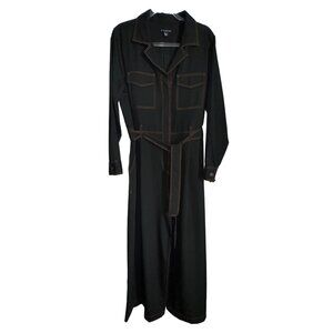 Black Utility Jumpsuit With Belt & Contrast Stitching Size XL Classic Y2k Classi